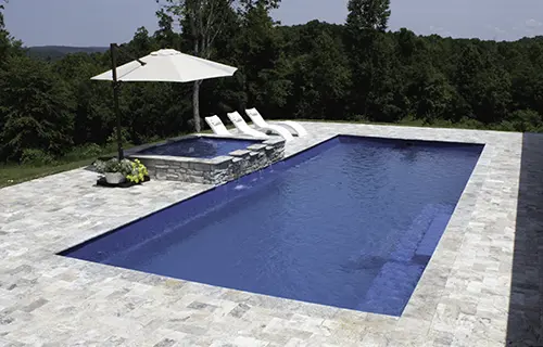 Leisure Pools Columbus Ohio The Grand fiberglass pool large rectangular shape hero shot